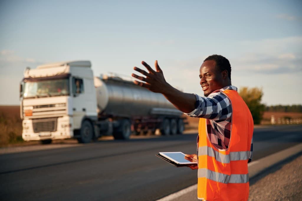 Operations staff directing a truck